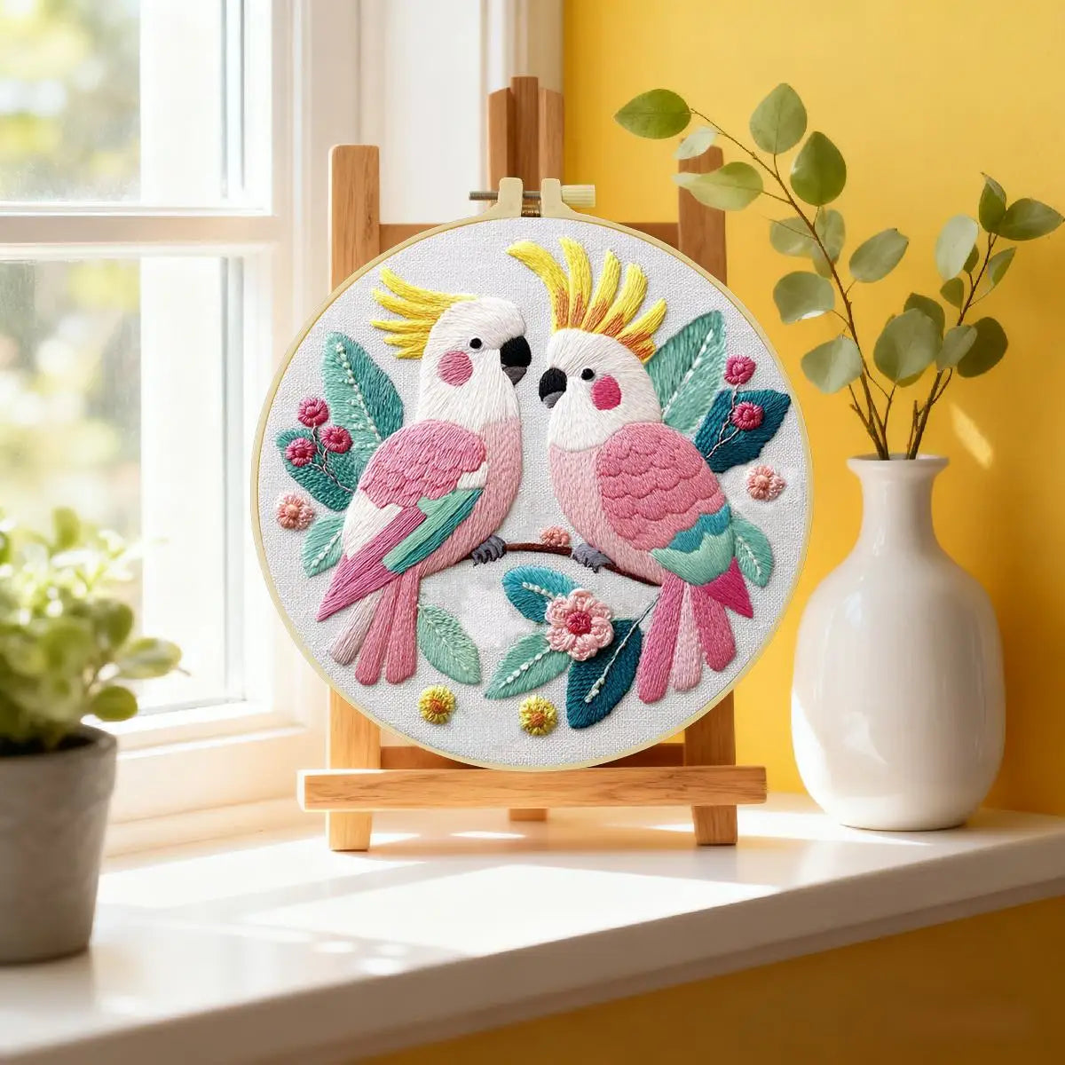 CraftHoop Blushing Cockatoos Embroidery Kit