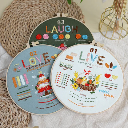 CraftHoop Live Love Laugh Embroidery Learning Kit - Clearance Find
