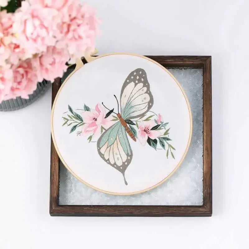 CraftHoop framed butterfly embroidery art - Ideal for home decor and DIY crafters