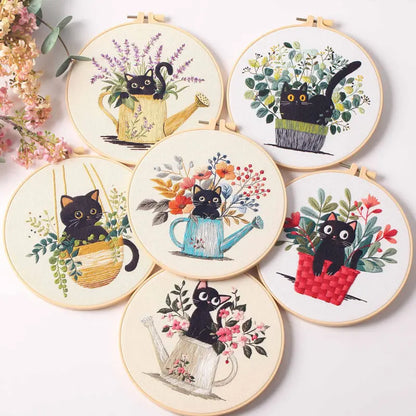 CraftHoop Blooming Cats Embroidery Kit