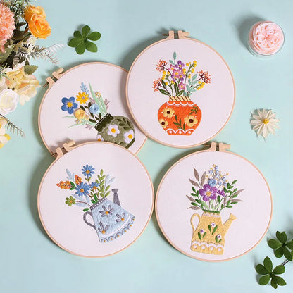 CraftHoop Blooming Vases 3-Piece Embroidery Kit Set