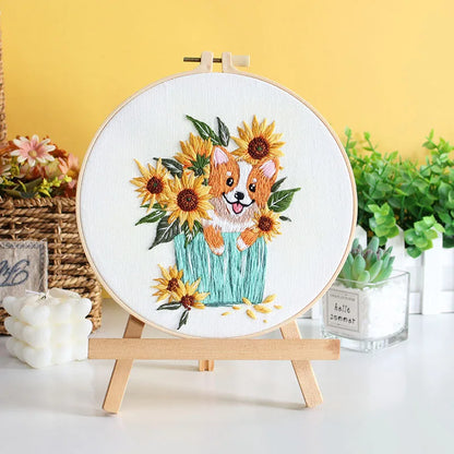 CraftHoop Floral Dogs Embroidery Kit