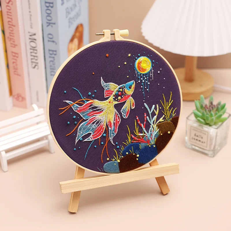 CraftHoop Starry Goldfish Embroidery Kit