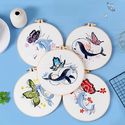 CraftHoop Whales & Dolphins Embroidery Kit