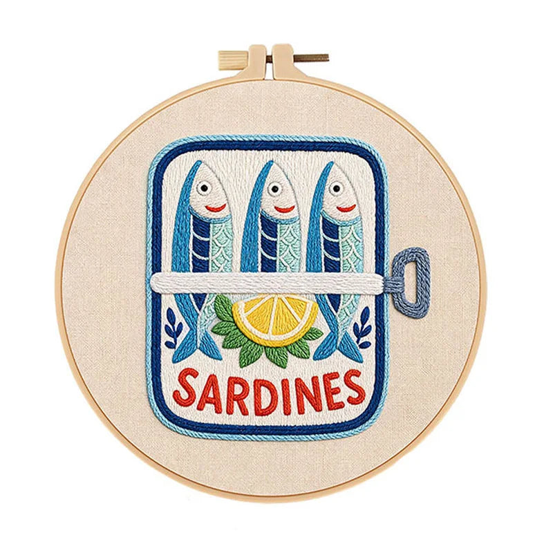CraftHoop Coastal Sardines Embroidery Kit