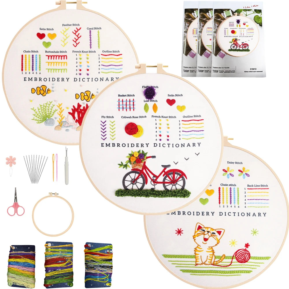 CraftHoop 3-Piece Embroidery Dictionary for Kids & Beginners