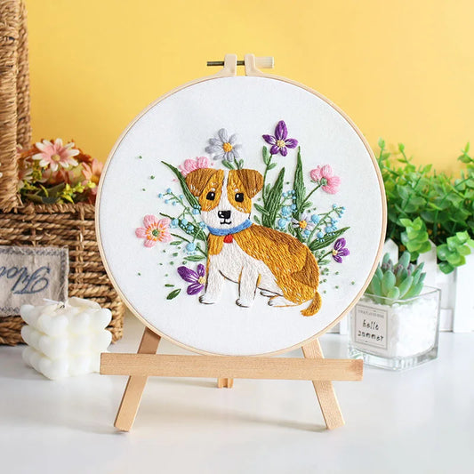 CraftHoop Floral Dogs Embroidery Kit