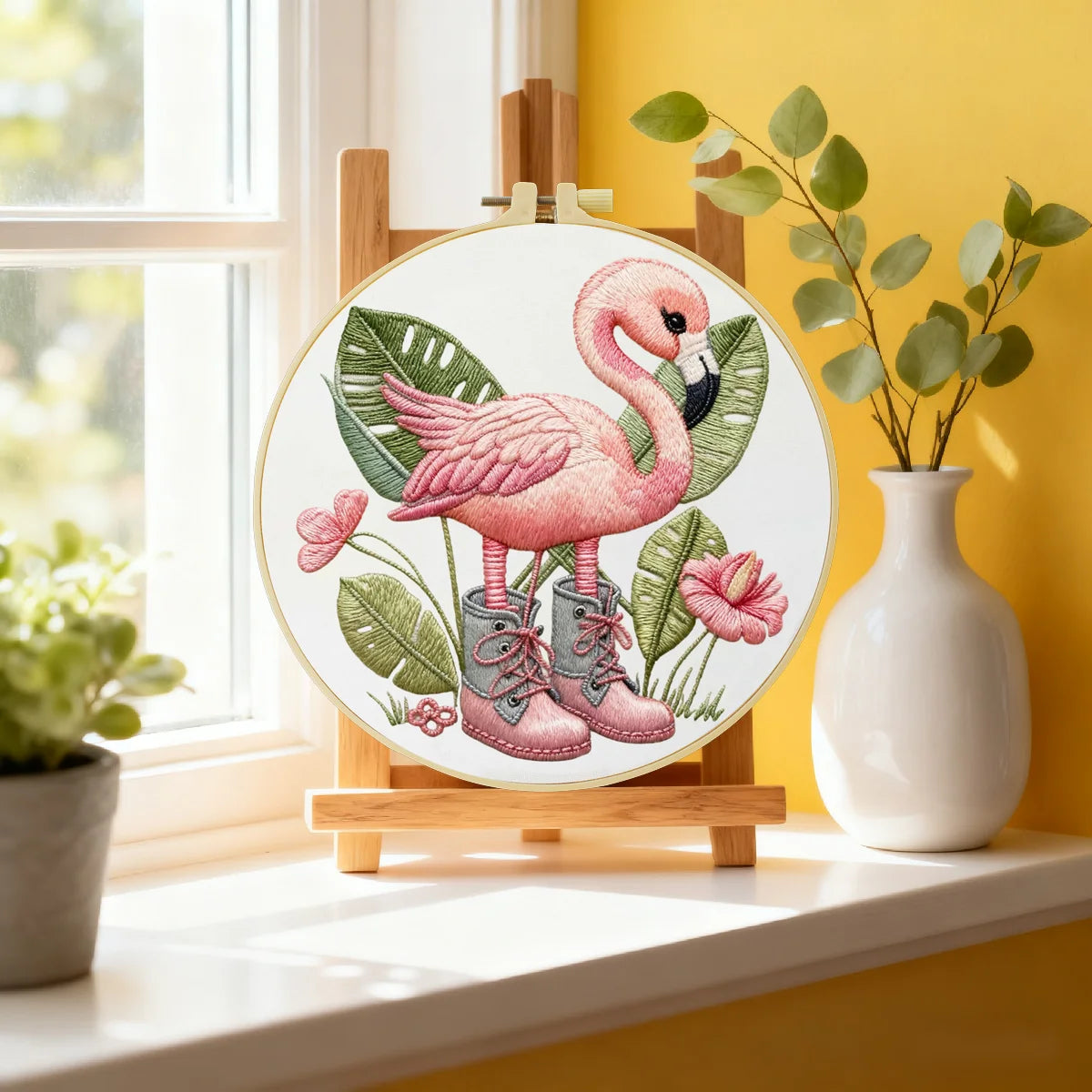 CraftHoop Fancy Flamingo Embroidery Kit