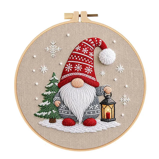 CraftHoop Christmas Gnomes Embroidery Kit