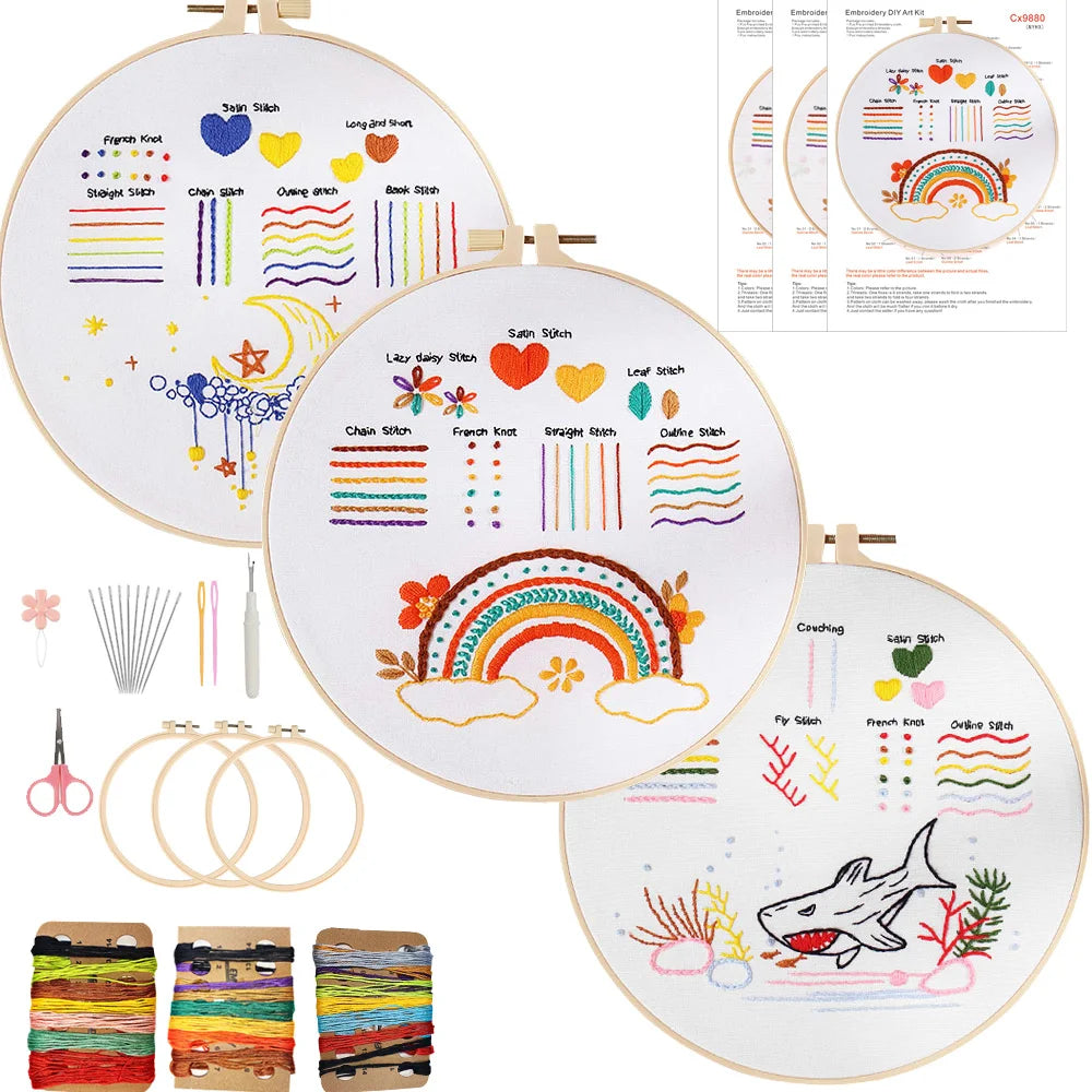 CraftHoop 3-Piece Creative Stitching Kit for Kids & Adults