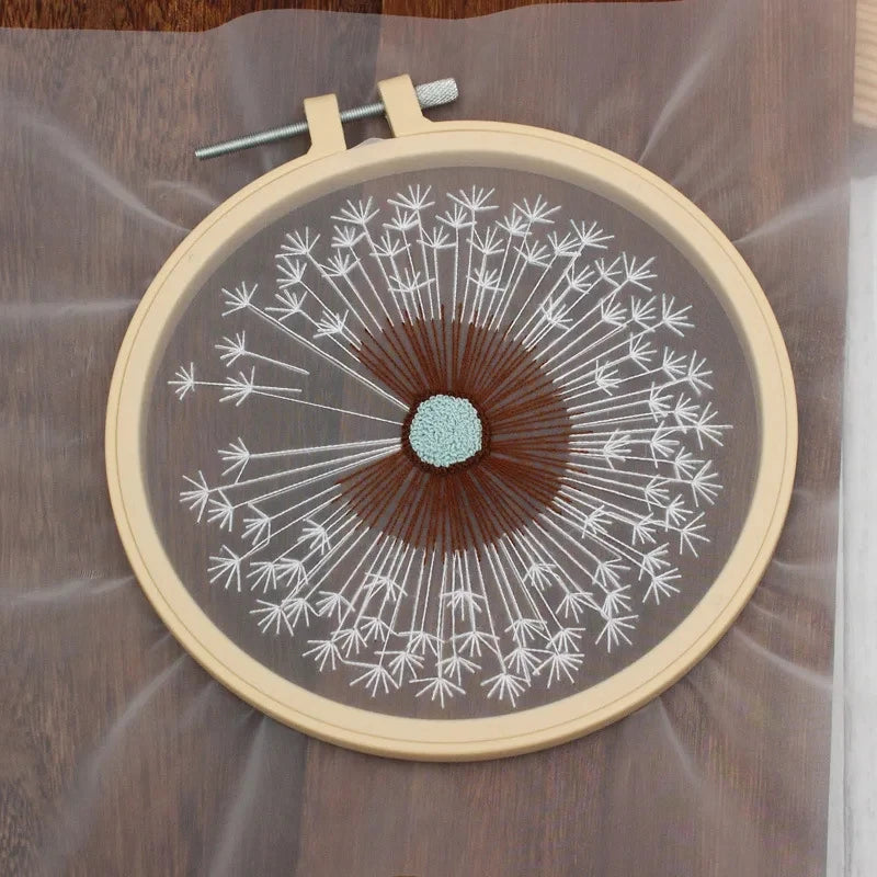 CraftHoop intricate mandala-style embroidery on dark fabric - Detailed and meditative DIY sewing project