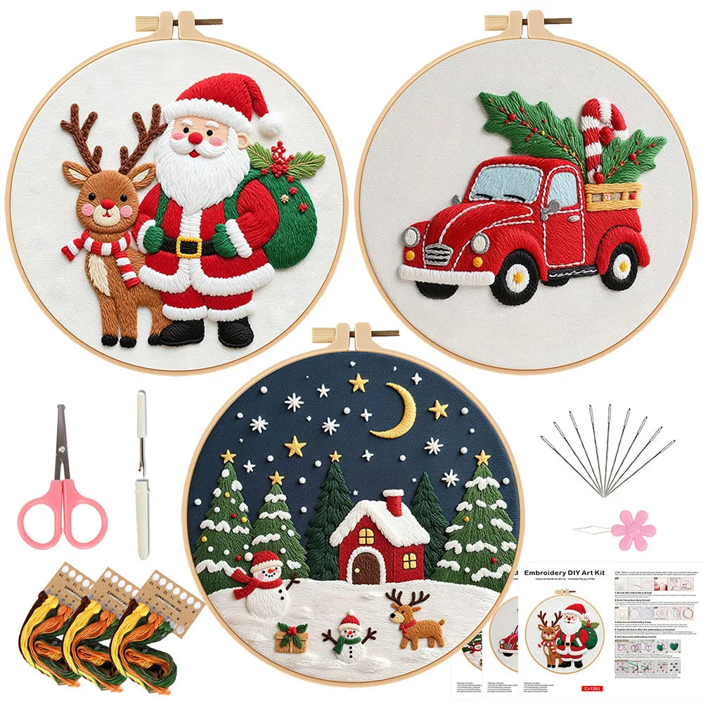 CraftHoop 3-Set Winter Joy Embroidery Kit