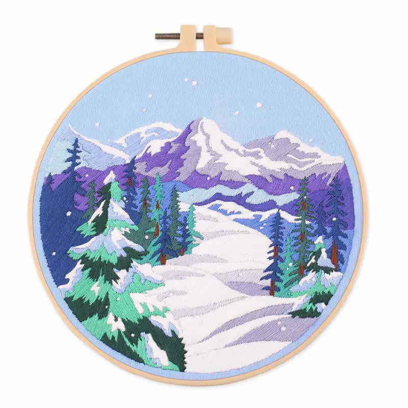 CraftHoop snowy mountain and forest embroidery - Tranquil and elegant needlework project