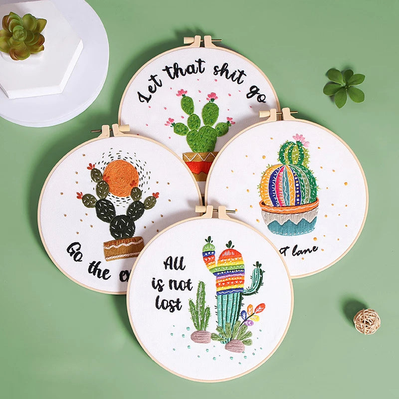 CraftHoop Funny Cactus Embroidery Kit