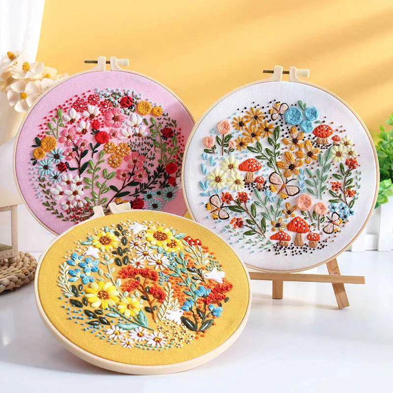 CraftHoop Vibrant Blooms Embroidery Kit