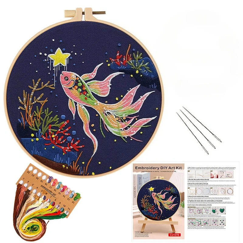 CraftHoop Starry Goldfish Embroidery Kit