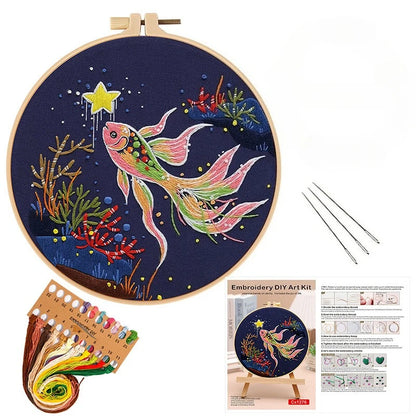 CraftHoop Starry Goldfish Embroidery Kit