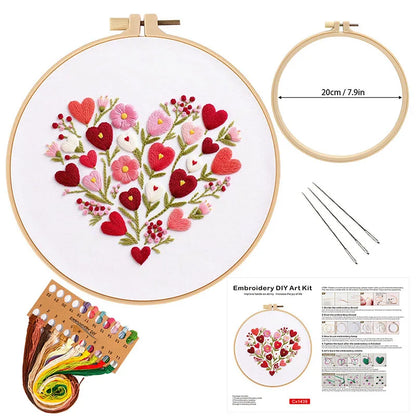 CraftHoop Love & Flowers 3-Piece Embroidery Kit Set