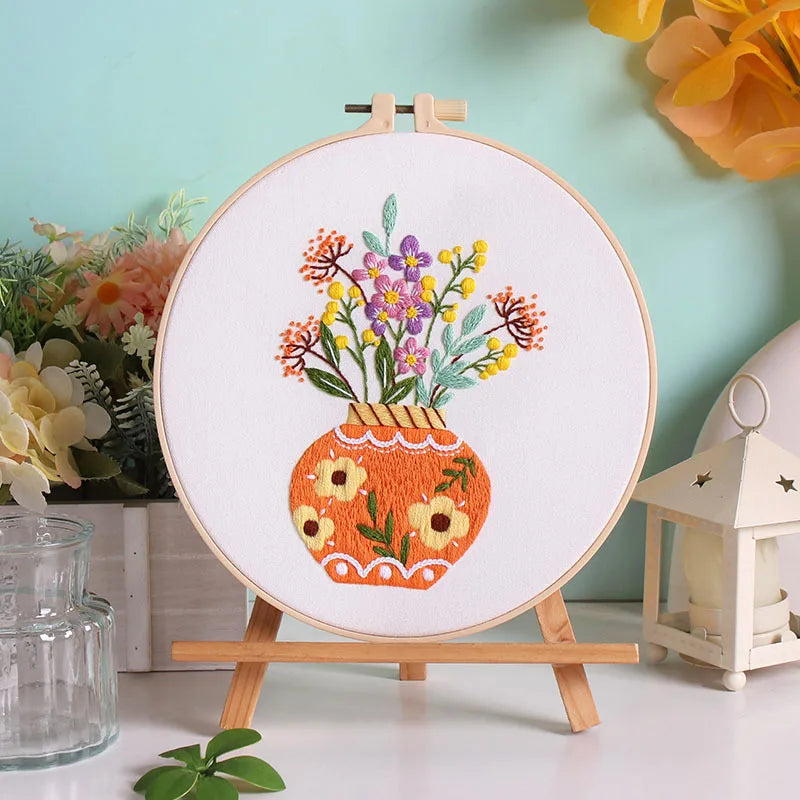 CraftHoop Blooming Vases 3-Piece Embroidery Kit Set