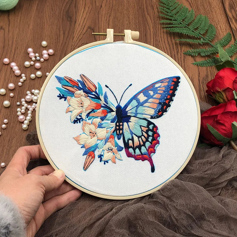 CraftHoop 4-Piece Charming Butterflies Embroidery Kit