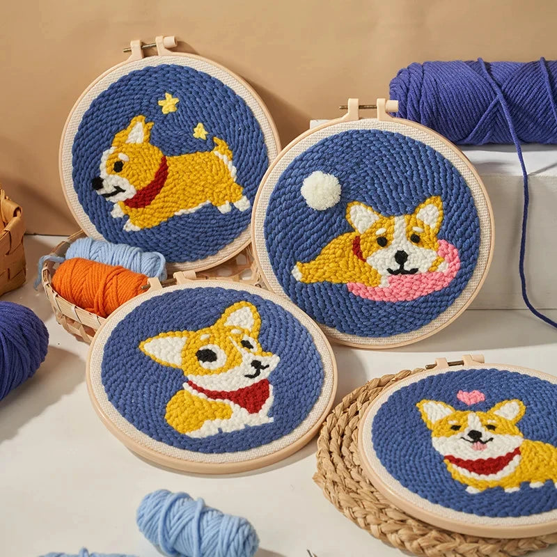 CraftHoop set of Corgi dog embroidery designs - Adorable and creative needlework kits