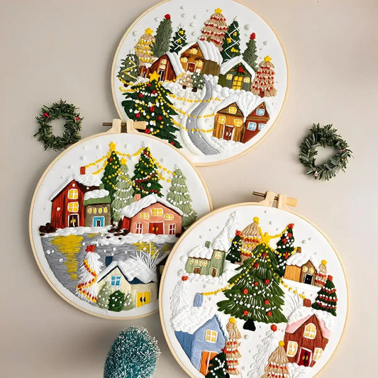 CraftHoop Winter Village Embroidery Kit