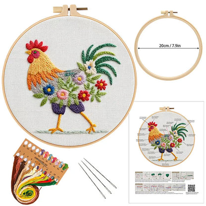CraftHoop Floral Rooster Embroidery Kit