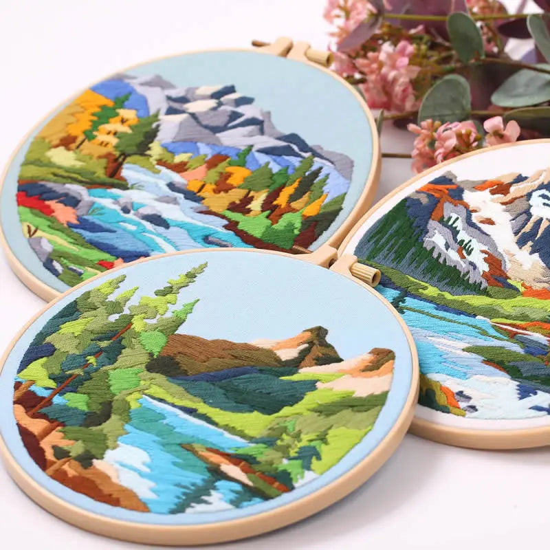 CraftHoop collection of landscape embroidery designs - Beautiful and serene DIY sewing projects