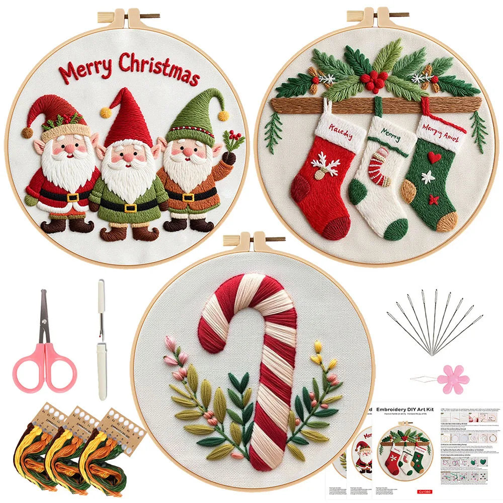 CraftHoop 3-Set Winter Joy Embroidery Kit