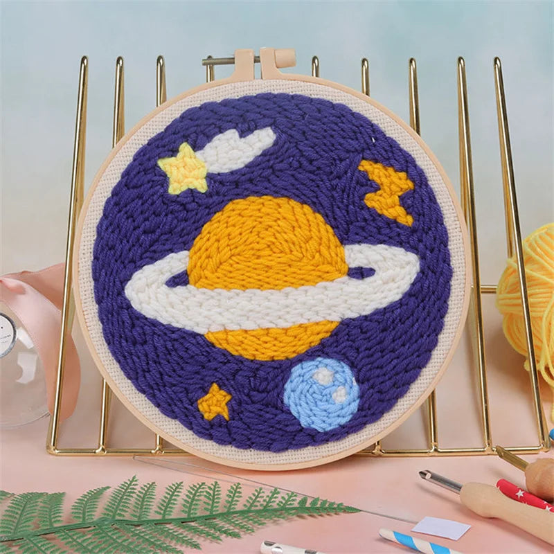 CraftHoop playful moon and cloud embroidery design - Fun and easy embroidery kit for all ages