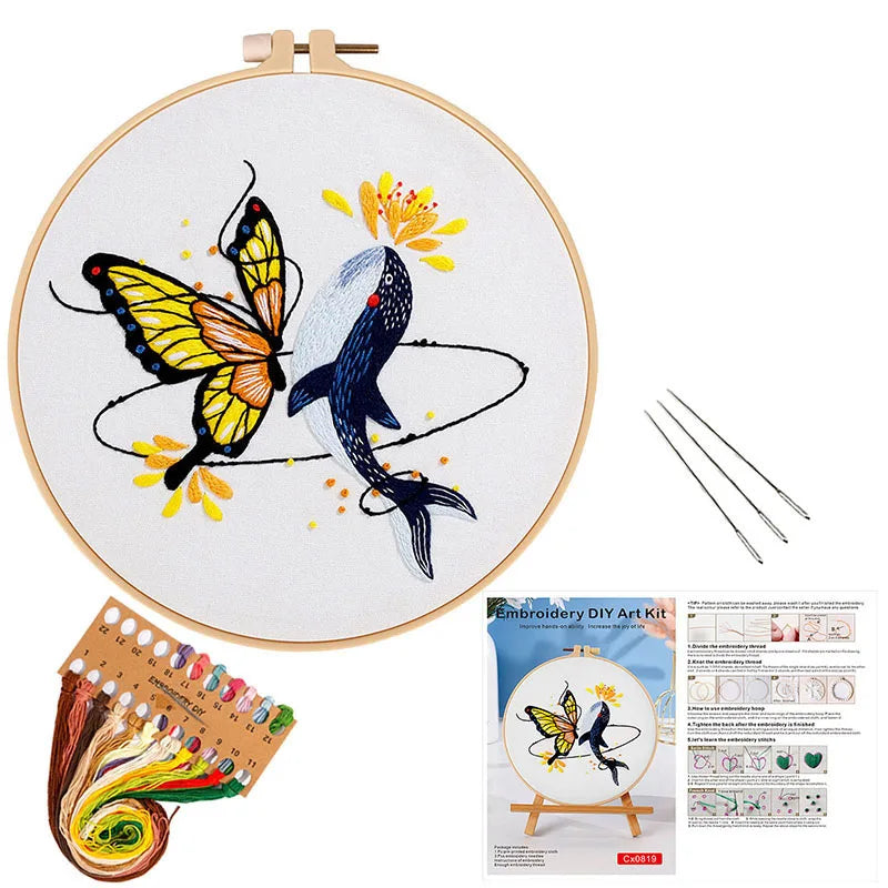 CraftHoop Whales & Dolphins Embroidery Kit
