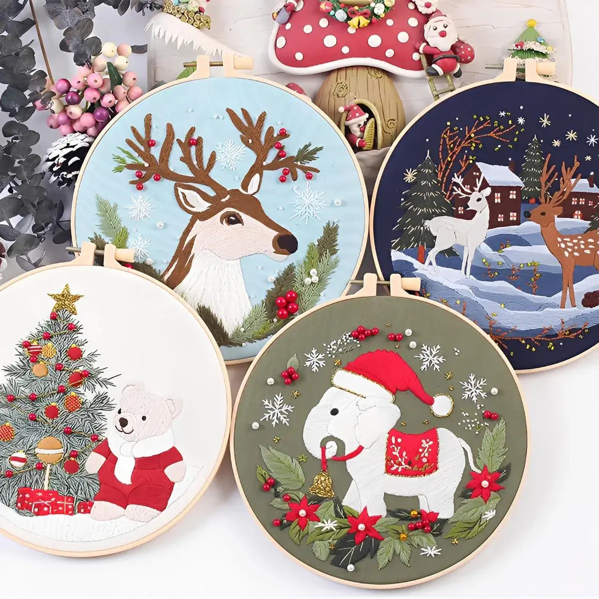 CraftHoop Magical Christmas Deer Embroidery Kit