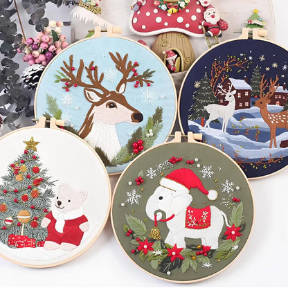 CraftHoop Magical Christmas Deer Embroidery Kit