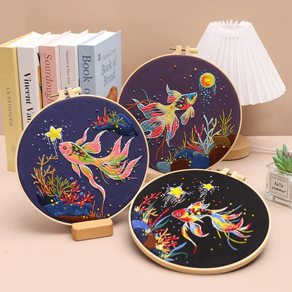 CraftHoop Starry Goldfish Embroidery Kit