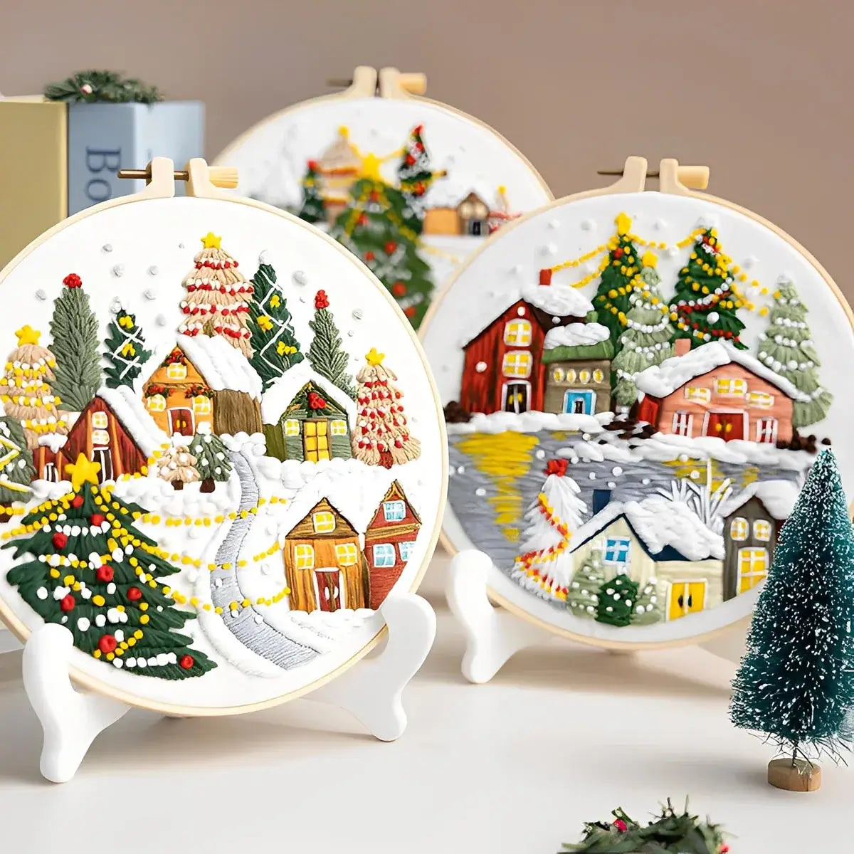 CraftHoop Winter Village Embroidery Kit