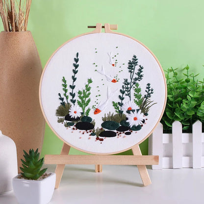 CraftHoop Fish Garden Embroidery Kit