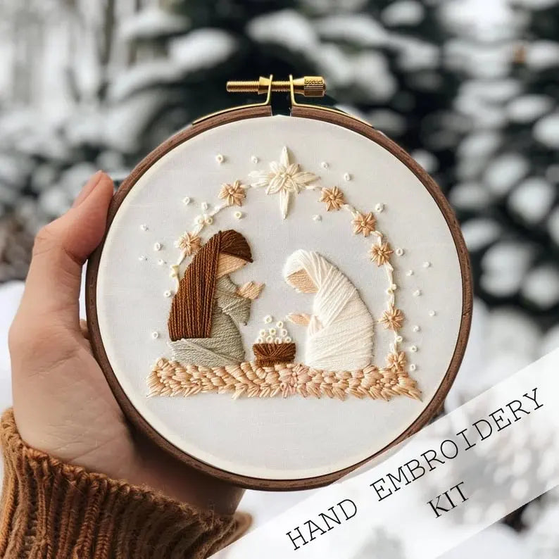 CraftHoop 4-Piece Cozy Christmas Embroidery Kit