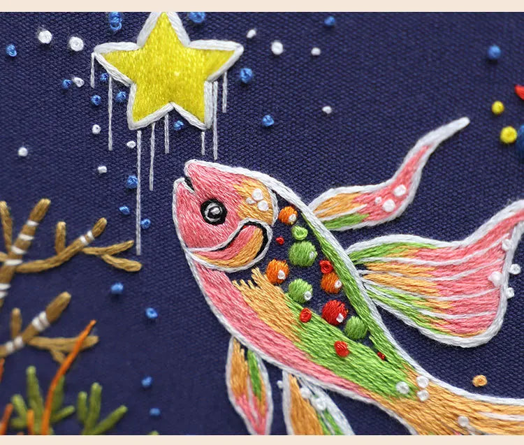 CraftHoop Starry Goldfish Embroidery Kit