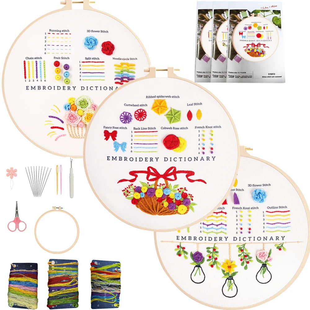 CraftHoop 3-Piece Embroidery Dictionary for Kids & Beginners