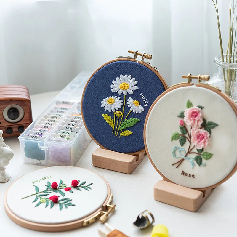 CraftHoop floral embroidery hoops in various designs - Easy and fun sewing kits for crafters