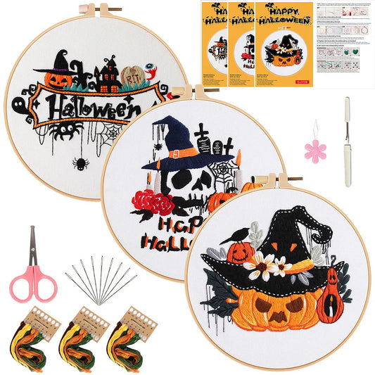 CraftHoop 3-Piece Trick-or-Treat Embroidery Kits (Variety Sets)