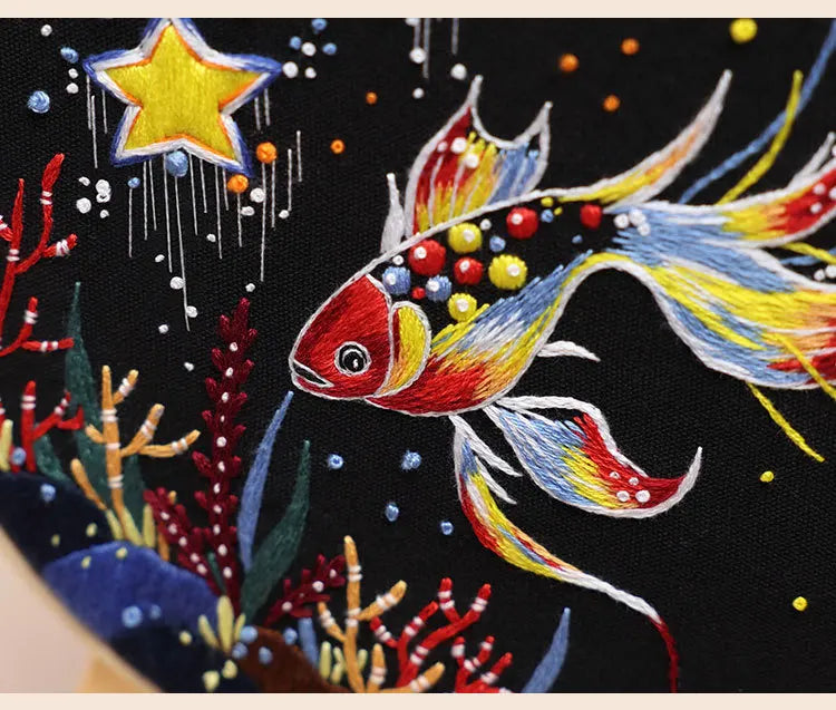 CraftHoop Starry Goldfish Embroidery Kit