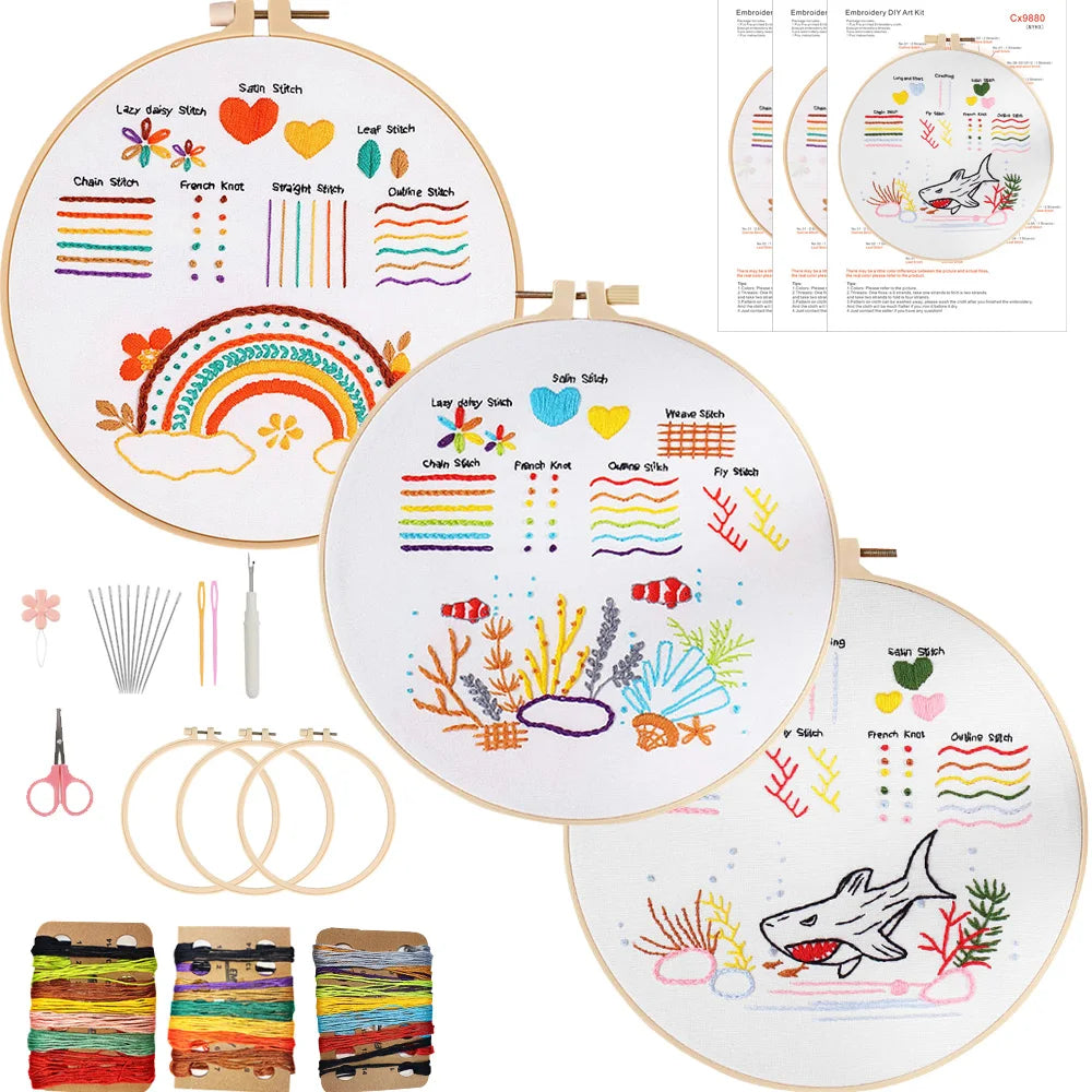 CraftHoop 3-Piece Creative Stitching Kit for Kids & Adults