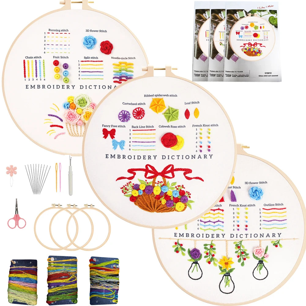 CraftHoop 3-Piece Embroidery Dictionary for Kids & Beginners