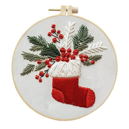 CraftHoop 4-Piece Cozy Christmas Embroidery Kit