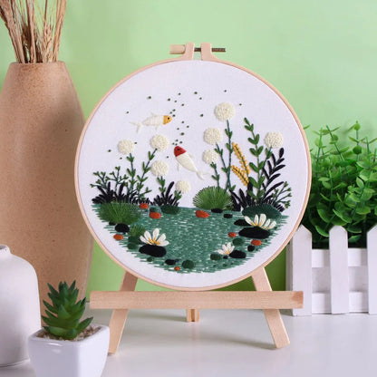 CraftHoop Fish Garden Embroidery Kit