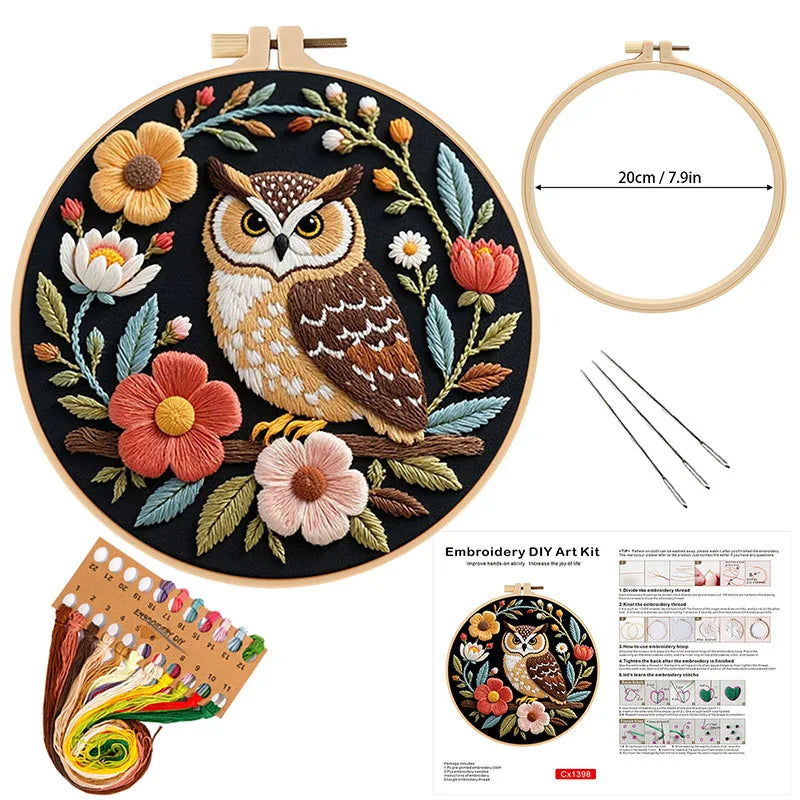 CraftHoop Cozy Owl Embroidery Kit