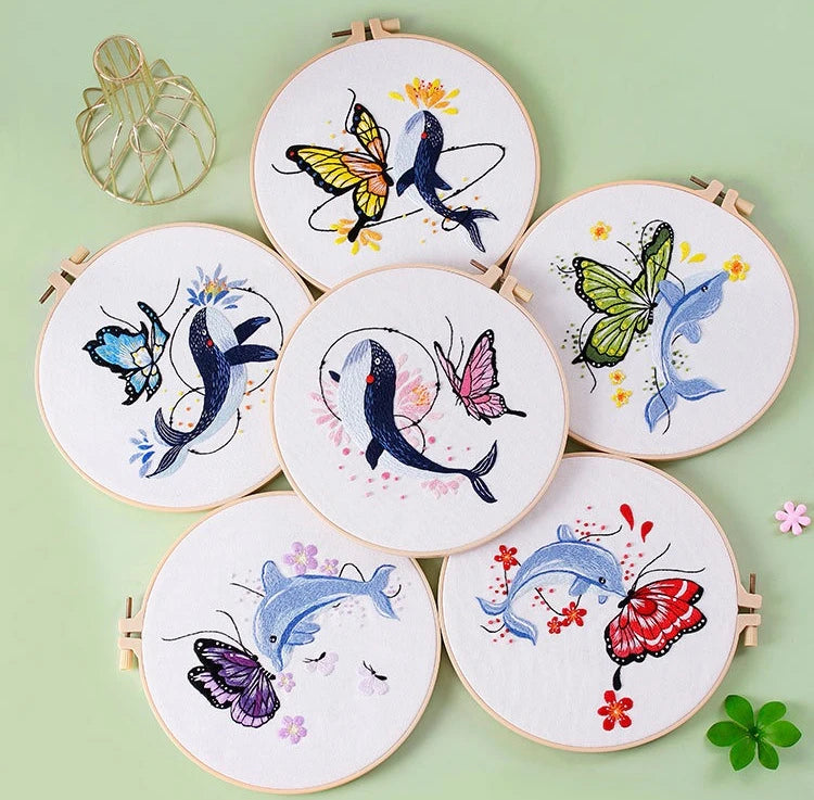 CraftHoop Whales & Dolphins Embroidery Kit