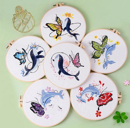 CraftHoop Whales & Dolphins Embroidery Kit