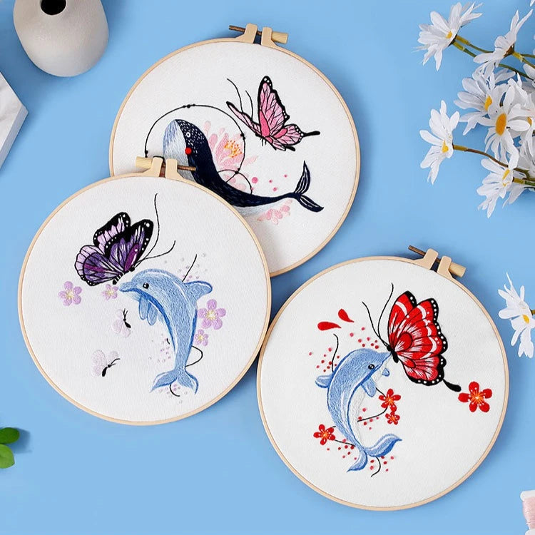 CraftHoop Whales & Dolphins Embroidery Kit